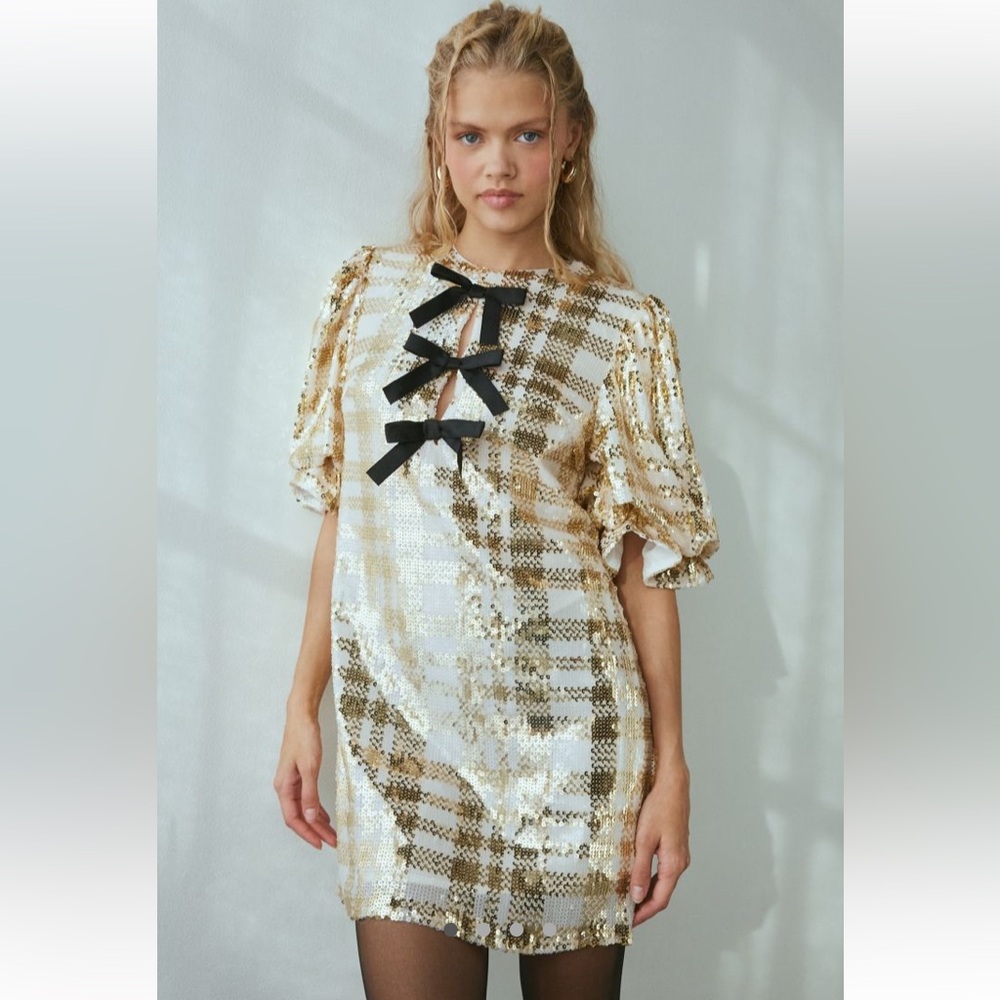 Sister Jane Dream Allusions Sequin Bow Mini Dress